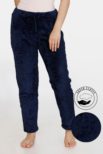 Buy Zivame Fluffy Fur Knit Pyjama - Navy Blue